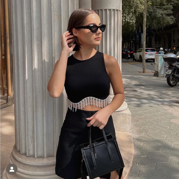 Zara | Tops | Zara Seamless Rhinestone Top | Poshmark